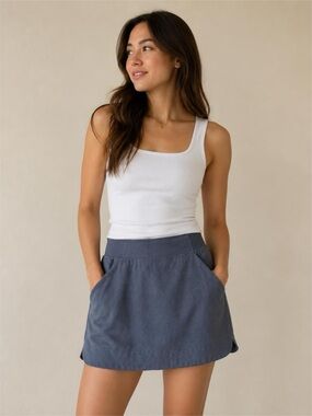 Everyday Washed Navy Pull-On Mini Skirt with Pockets